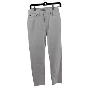 RE/DONE High Rise Ankle Jeans Women's 25 White Button Fly Raw Hem